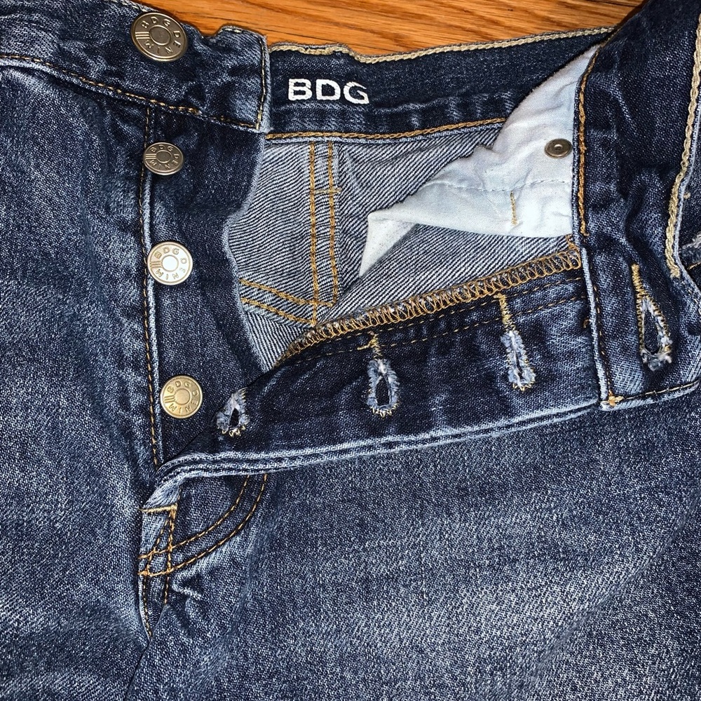 BDG tomgirl jean shorts size 30 button fly raw hem medium wash urban outfitters - Picture 8 of 15